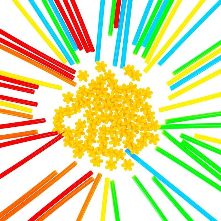 Mega Creative, klocki konstrukcyjne, słomki, 100 elementów