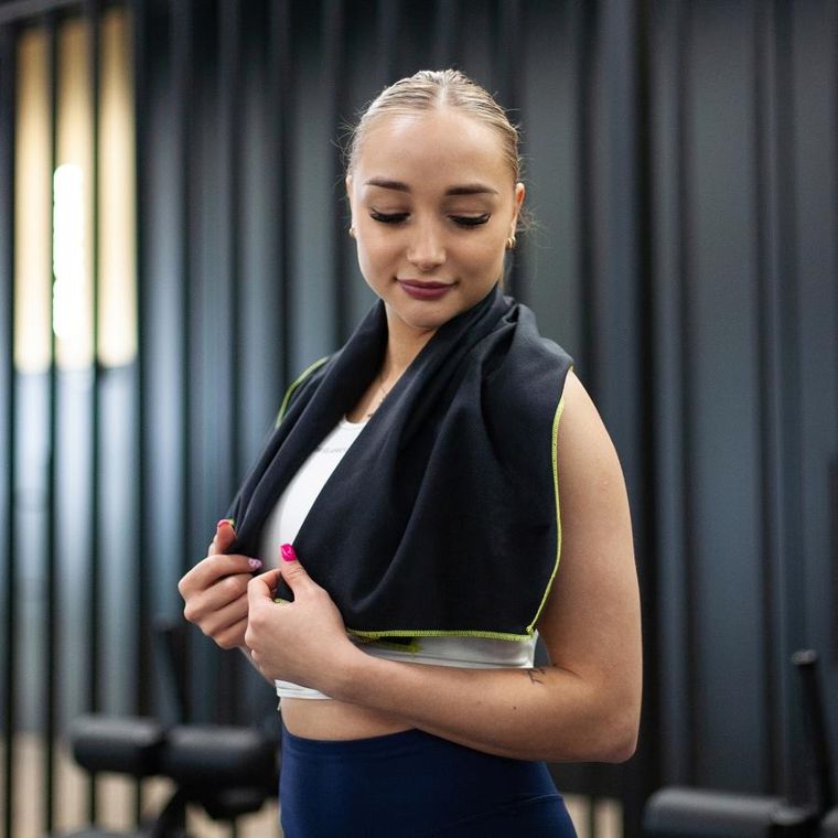 Meteor, ręcznik szybkoschnący, czarny, rozmiar L, 80 x 130 cm