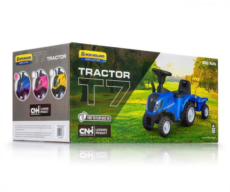 Milly Mally, Traktor New Holland T7, jeździk, pojazd, niebieski