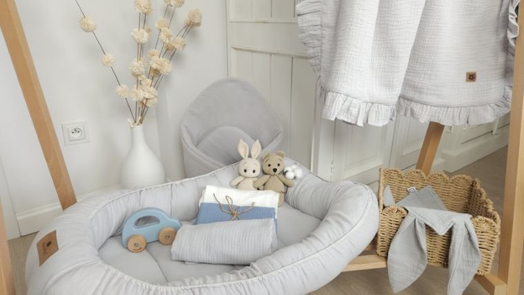 MimiNu, pieluszka muślinowa, szara + śmietanka, 75-75 cm, 2 szt.