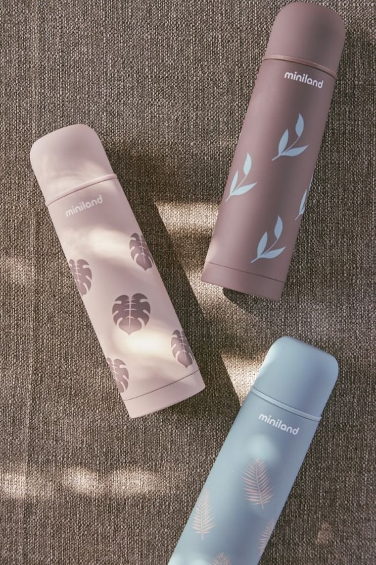 Miniland, Terra, Liście, termos na jedzenie, pudrowy róż, 600 ml