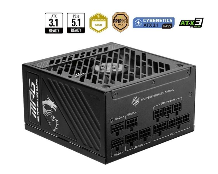 MSI, zasilacz, MPG A1000GS, 1000W, PCIE5, 80+ Gold, ATX 3.1