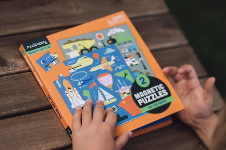 Mudpuppy, Środki transportu, puzzle magnetyczne 2w1, 20 elementów