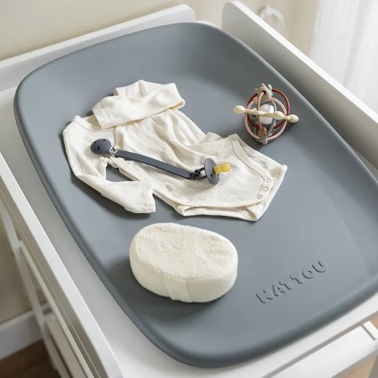 Nattou, Softy, miękka mata do przewijania bez BPA, Grey, 50-70 cm