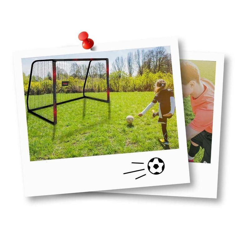 Neo-Sport, bramka do piłki nożnej, czarno-czerwona, 300-200-120 cm