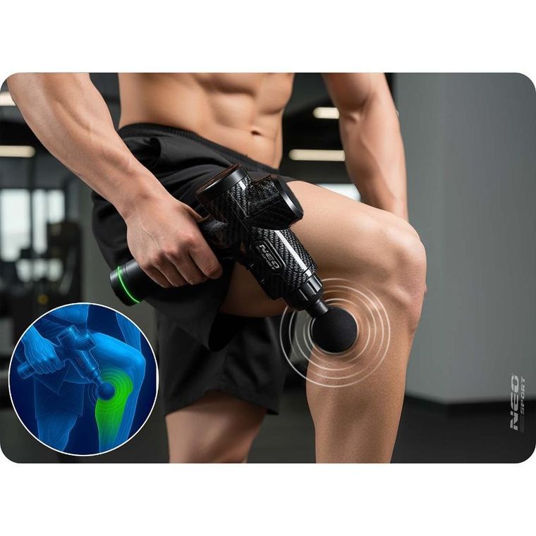 Neo-Sport, pistolet do masażu ciała, czarny, 9 nakładek, NS-503