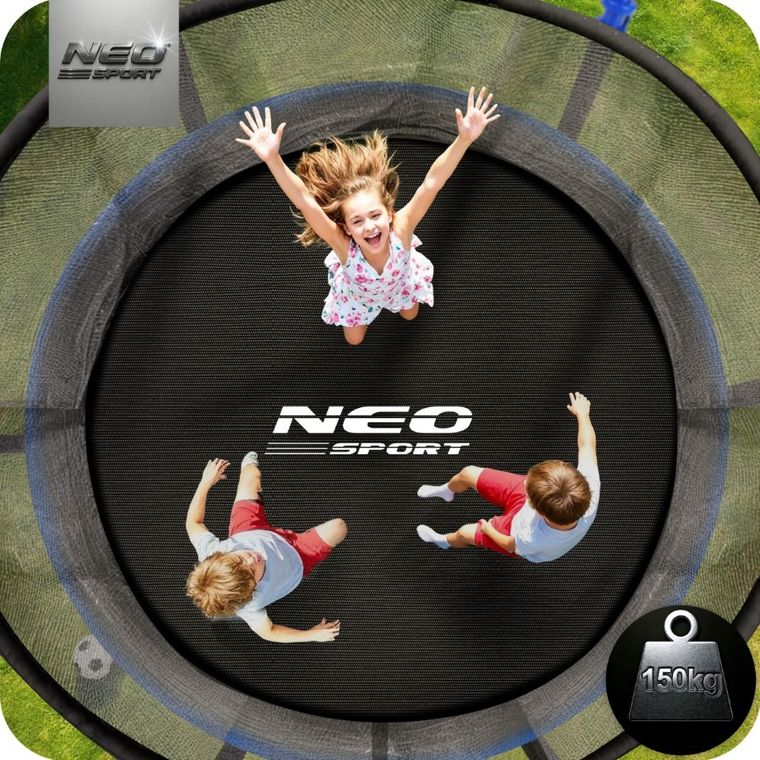 Neo-Sport, trampolina ogrodowa z siatką wewnętrzną i drabinką, 10ft/312 cm