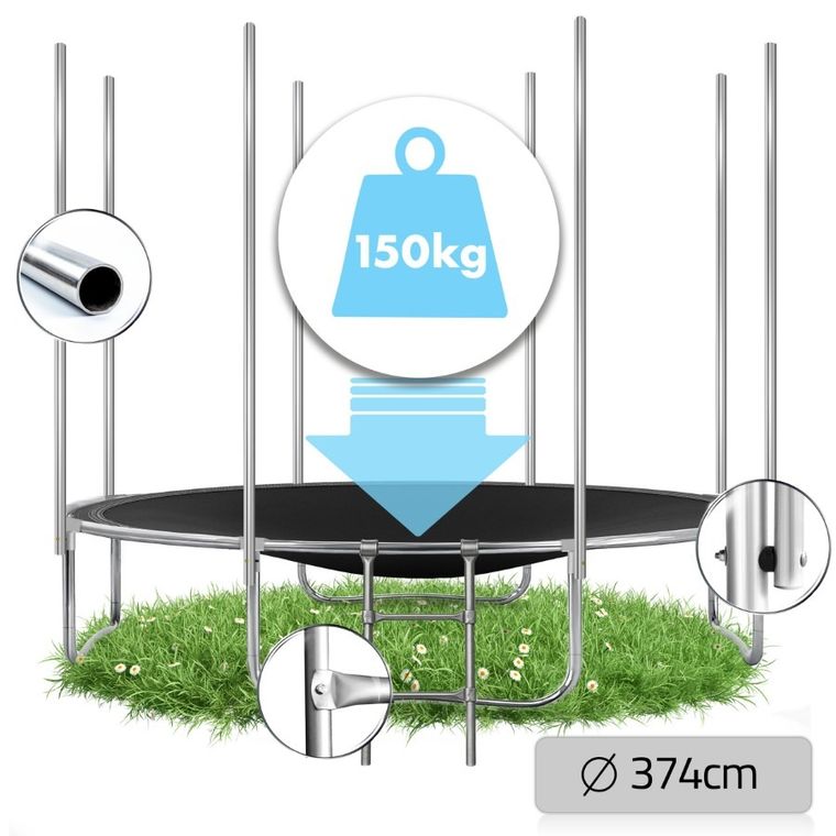 Neo-Sport, trampolina ogrodowa z siatką zewnętrzną i drabinką, 12ft/374 cm
