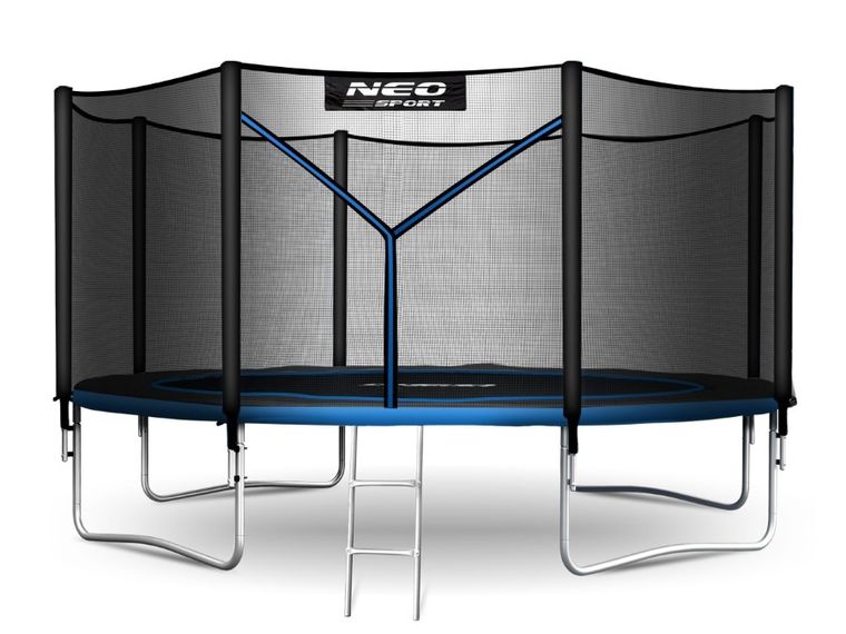 Neo-Sport, trampolina ogrodowa z siatką zewnętrzną i drabinką, 13ft/404 cm