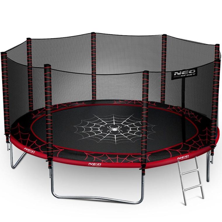 Neo-Sport, trampolina ogrodowa z siatką zewnętrzną i drabinką, 14ft/435 cm