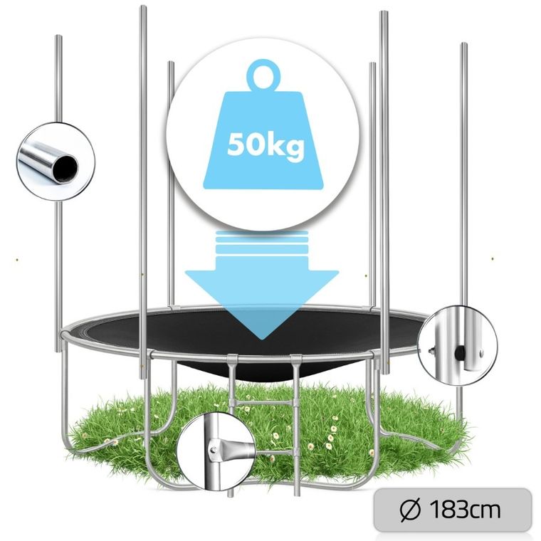 Neo-Sport, trampolina ogrodowa z siatką zewnętrzną i drabinką, 183 cm