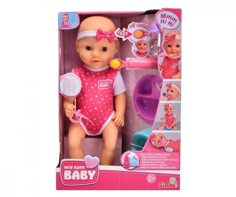 New Born Baby, głodna lalka bobas z nocnikiem, 38 cm