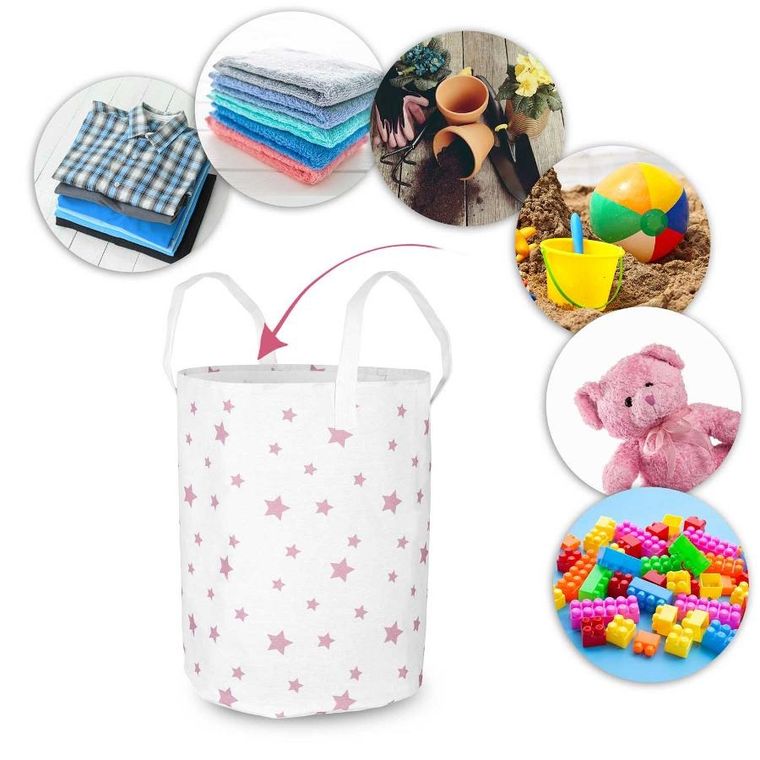 Nukido, kosz na zabawki, biały w gwiazdki