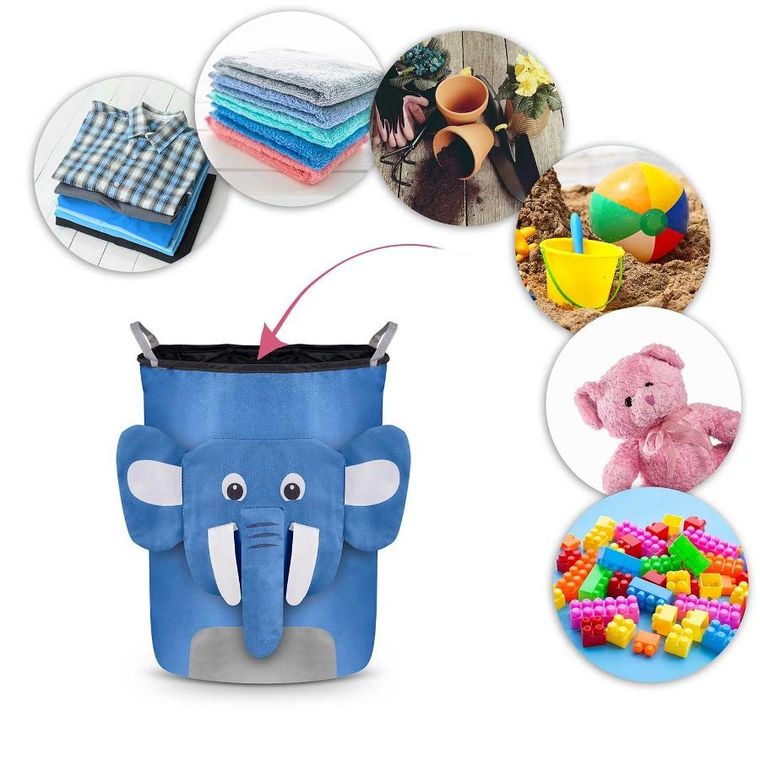 Nukido, kosz na zabawki, niebieski słonik