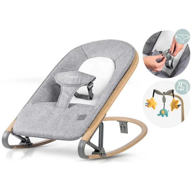 Nukido, leżaczek bujaczek z zabawkami NK-53, szary