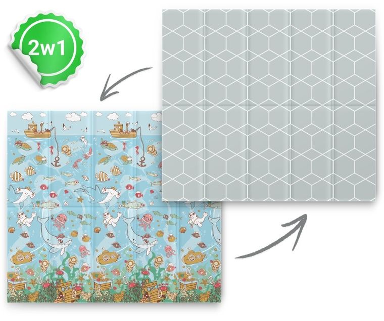 Nukido, mata piankowa, składana, ocean, 200-180-1 cm