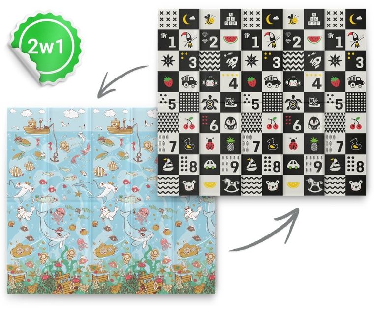 Nukido, mata piankowa, składana, ocean, liczby, 200-180-1 cm