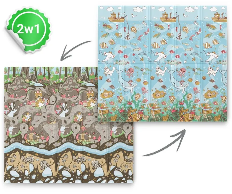 Nukido, mata piankowa, składana, ocean, ziemia, 200-180-1 cm