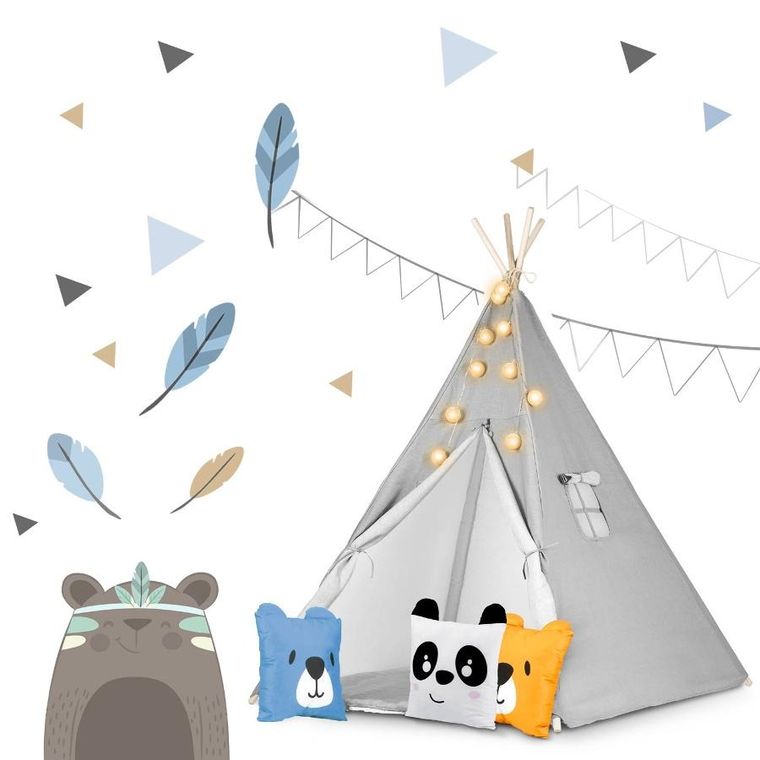 Nukido, namiot tipi dla dzieci ze światełkami, szary