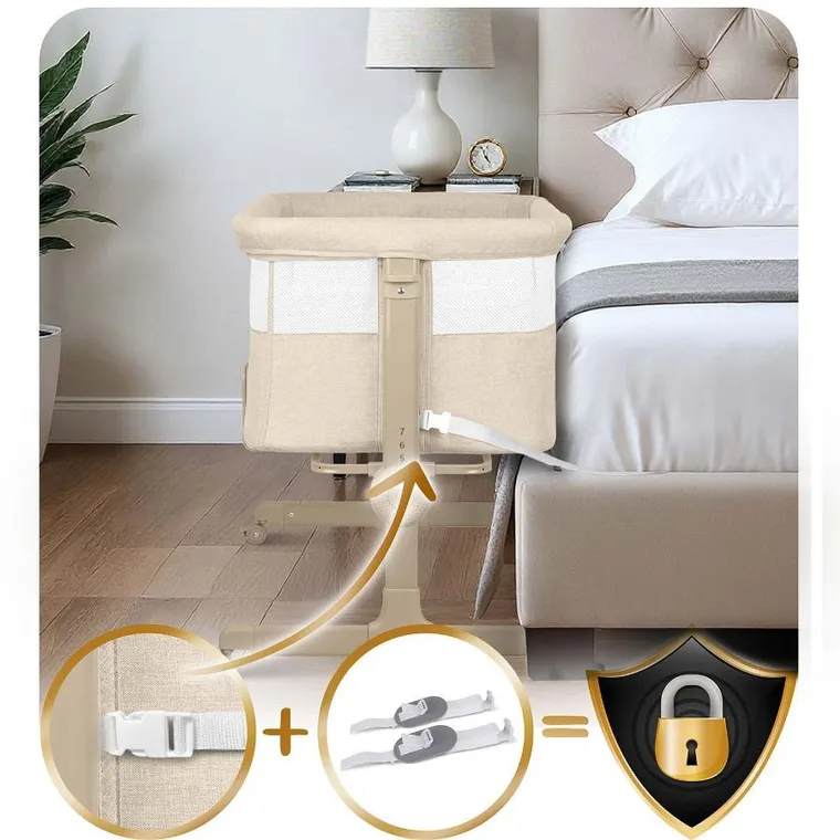 Nukido, NK-243, łóżeczko turystyczne składane, dostawka, beżowe