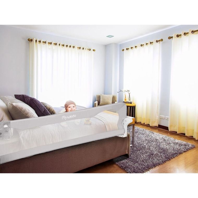 Nukido, osłona zabezpieczająca na łóżko, szara, 180-42-35 cm