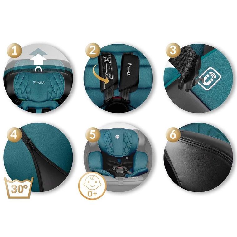 Nukido, Prestige Line, fotelik samochodowy, czarno-niebieski, 0-36 kg