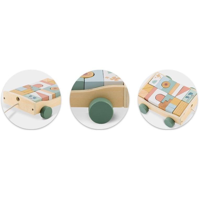 Nukido, zabawka do ciągnięcia z klockami, drewniana