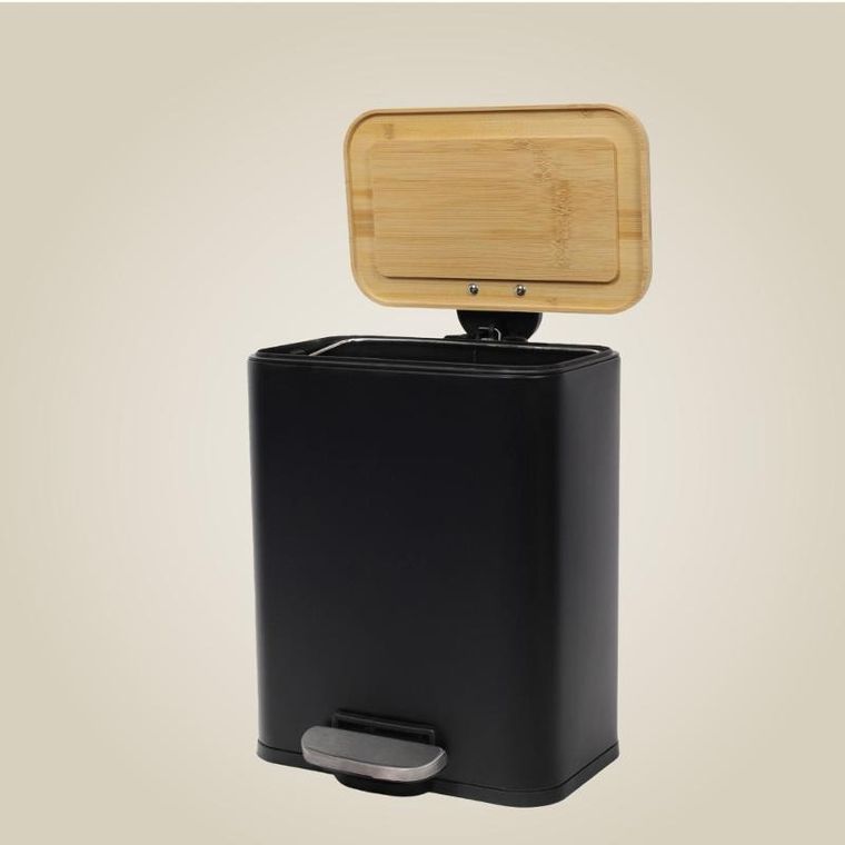 Nuxio, Zetru, wąski kosz łazienkowy z bambusem, 5l