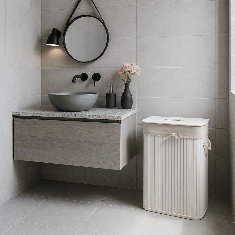 Nuxio, Zora, bambusowy kosz na pranie, 72l