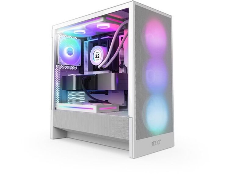 NZXT, H5 Flow, obudowa komputerowa, z oknem, RGB MIDI TOWER, biała