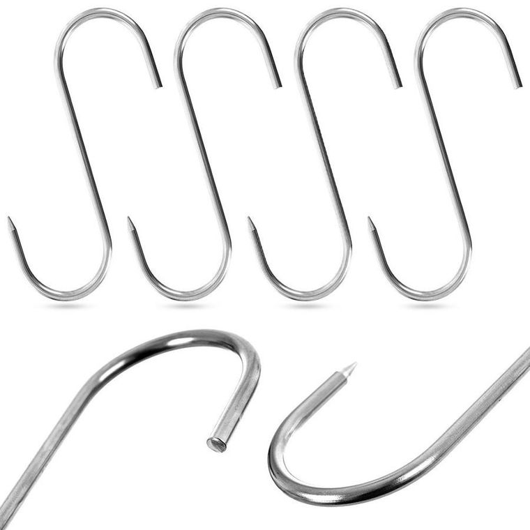Orion, haczyk wędzarniczy, stalowy, 4 szt., 15-12 cm