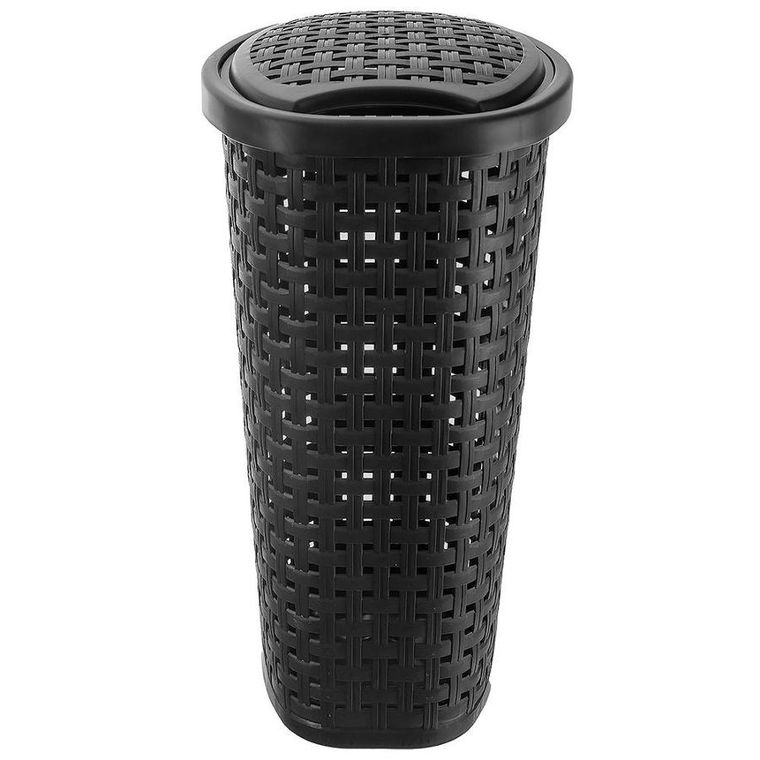 Orion, kosz na pranie z pokrywą, czarny, 45 l, 41-32-61 cm