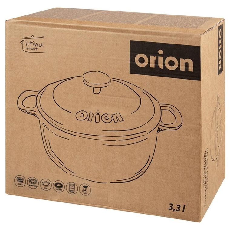 Orion, Litina, garnek z pokrywką, żeliwny, emaliowany, 22 cm, 3,3l