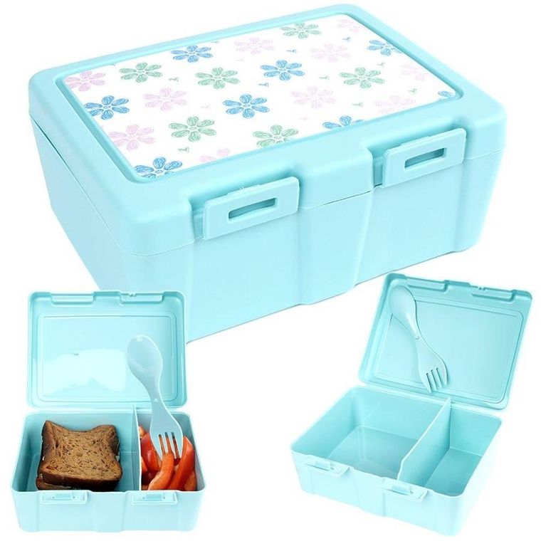 Orion, lunchbox z przegrodą i sztućcami, kwiaty, 1 l