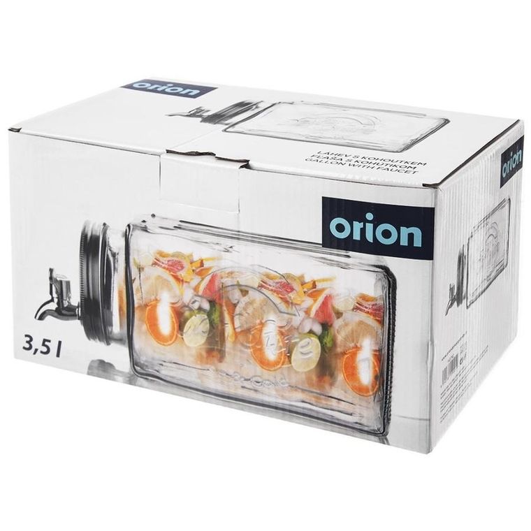 Orion, słój do napojów z kranikiem szklany do lodówki, 3.5 l