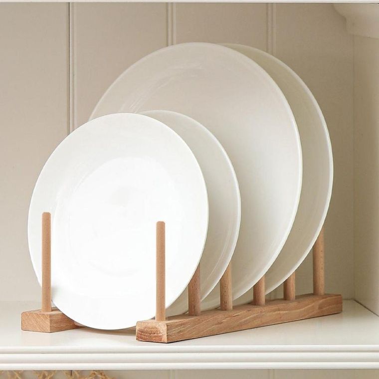 Orion, stojak na talerze i pokrywki, drewniany, 35.5-13.5-11 cm