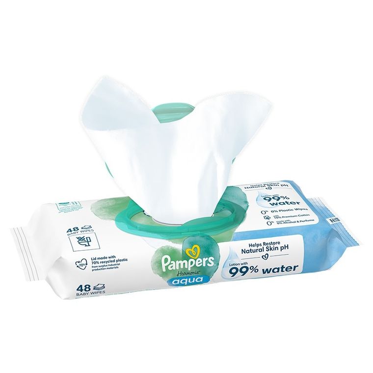Pampers, Harmonie, Aqua, chusteczki nawilżane, 48 szt.