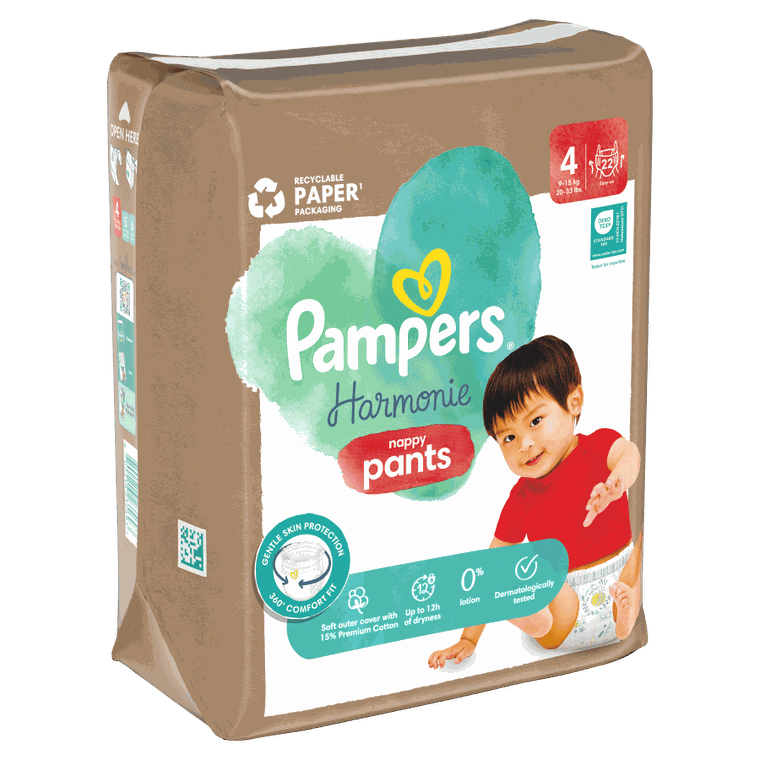 Pampers, Harmonie Baby, pieluchomajtki, rozmiar 4, 9-15 kg, 22 szt.