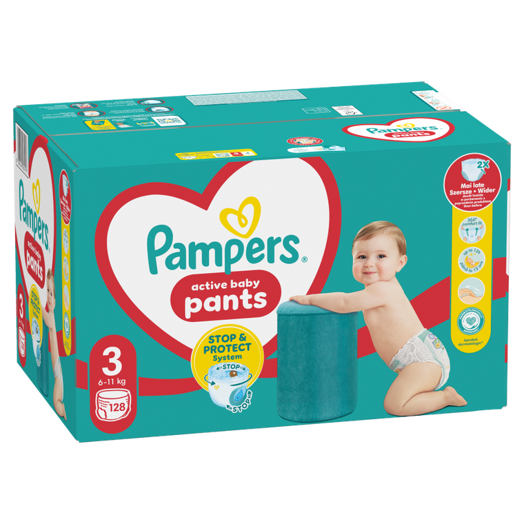 Pampers, Pants, pieluchomajtki, rozmiar 3, 6-11 kg, 128 szt.
