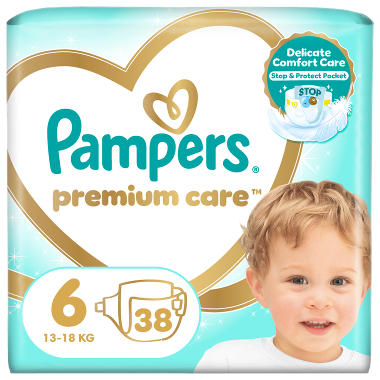 Pampers, Premium Care, pieluchy jednorazowe, rozmiar 6, 13+ kg, 38 szt.