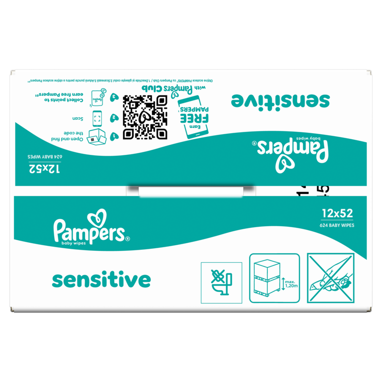 Pampers, Sensitive, chusteczki nawilżane dla dzieci, 12-52 szt.