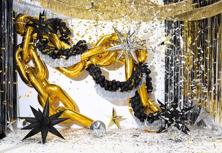 PartyDeco, girlanda balonowa Łańcuch, złoty, 6,7 m, 14 szt.