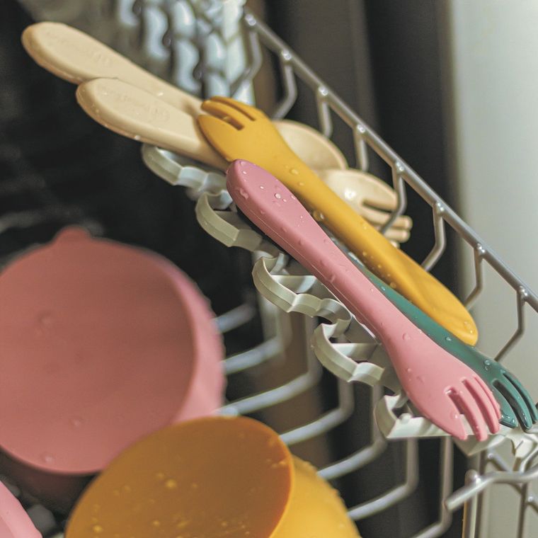 Petite&Mars, Take&Match, silikonowe sztućce, Desert Sand, 6m+