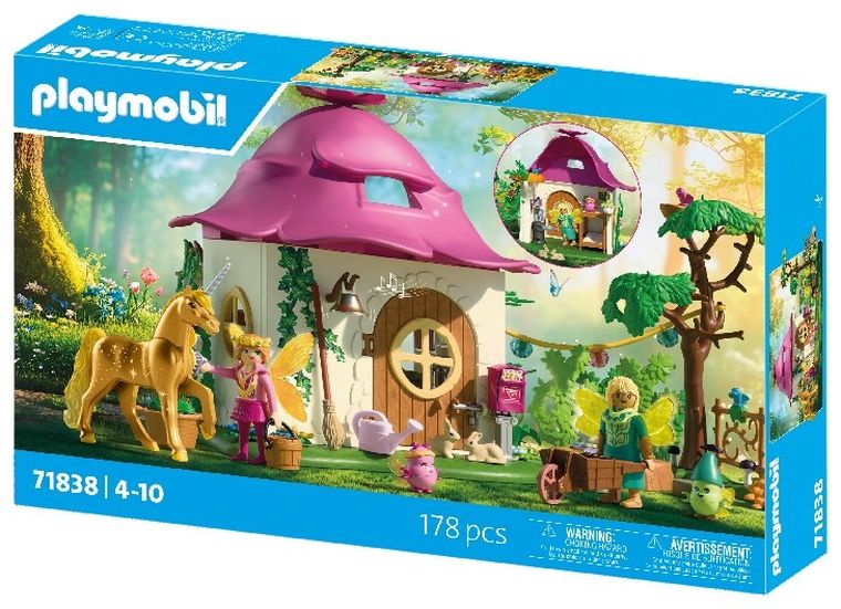Playmobil, Princess Magic, Przytulny dom wróżek i złoty jednorożec, 71838