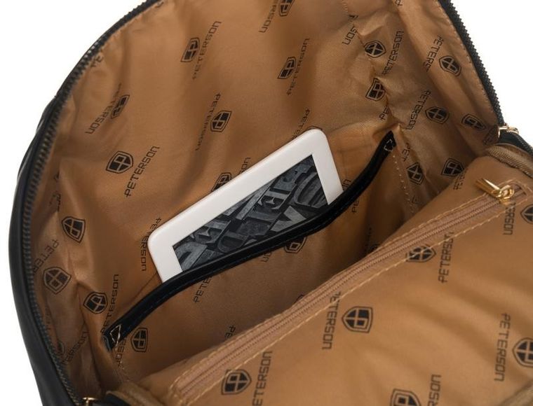 Plecak, czarny, skóra ekologiczna, Peterson