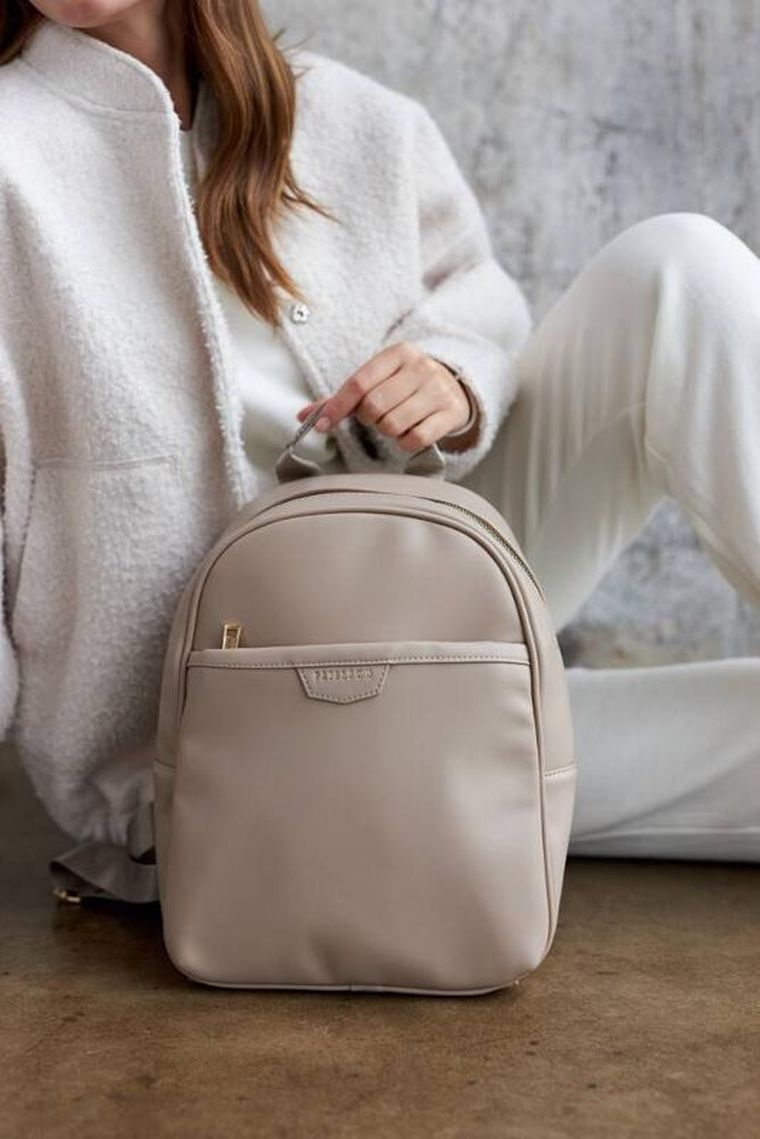 Plecak damski, beżowy, skóra ekologiczna, Peterson