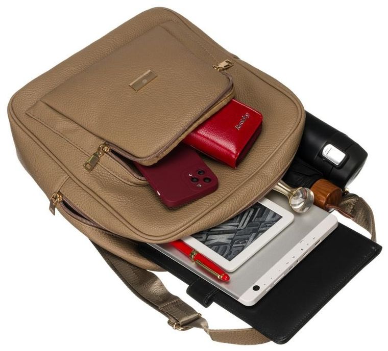 Plecak damski, brązowy, skóra ekologiczna, Peterson