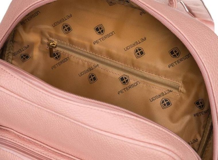 Plecak damski, różowy, skóra ekologiczna, Peterson