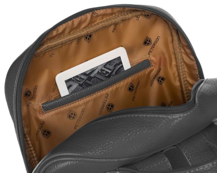 Plecak damski, szary, skóra ekologiczna, Peterson