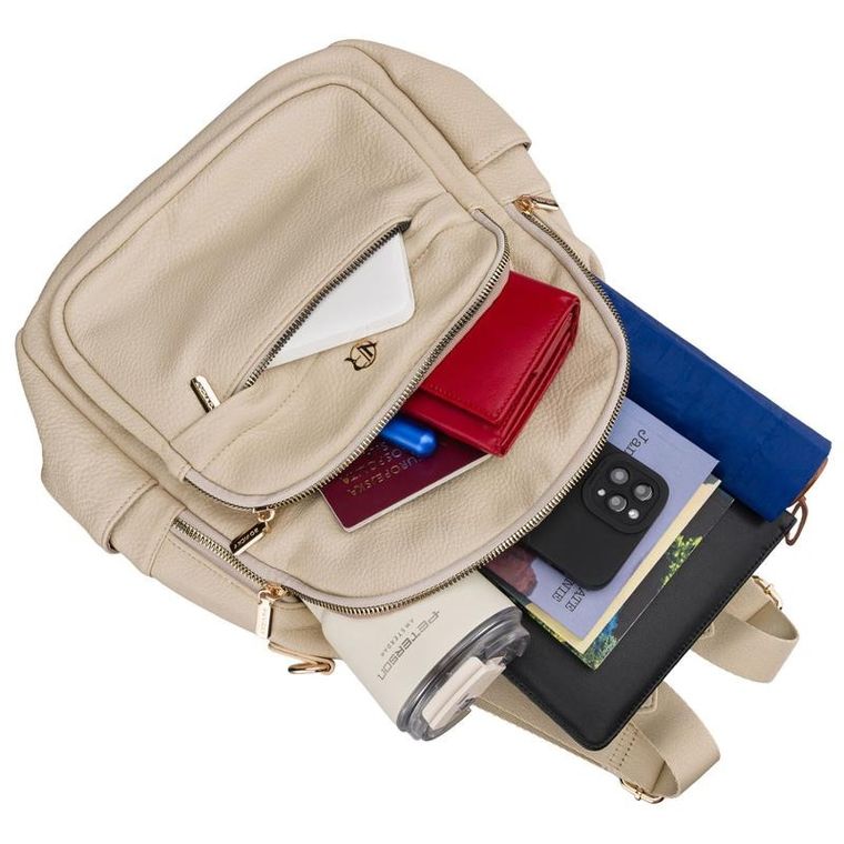 Plecak miejski, beżowy, skóra ekologiczna, Rovicky